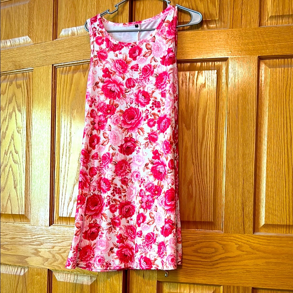 Vibrant Pink and Red Floral Dress